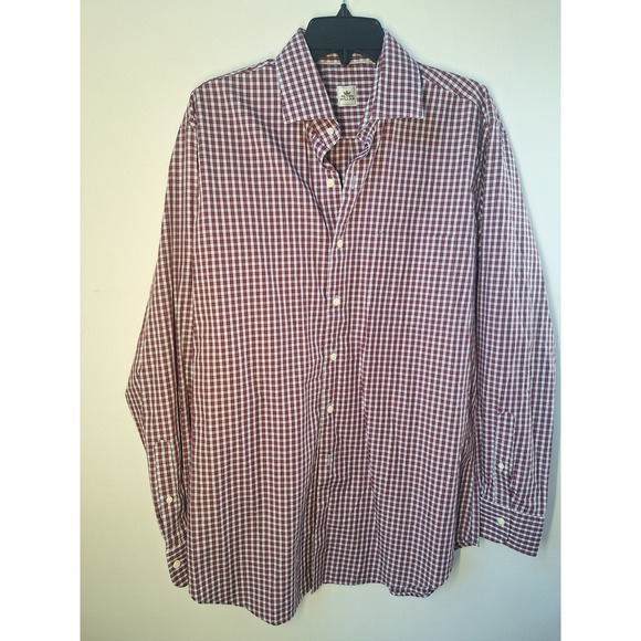 Peter Millar Other - Peter Millar Men's L Red White Checkered Shirt 100% Cotton Button Up Classic Fit